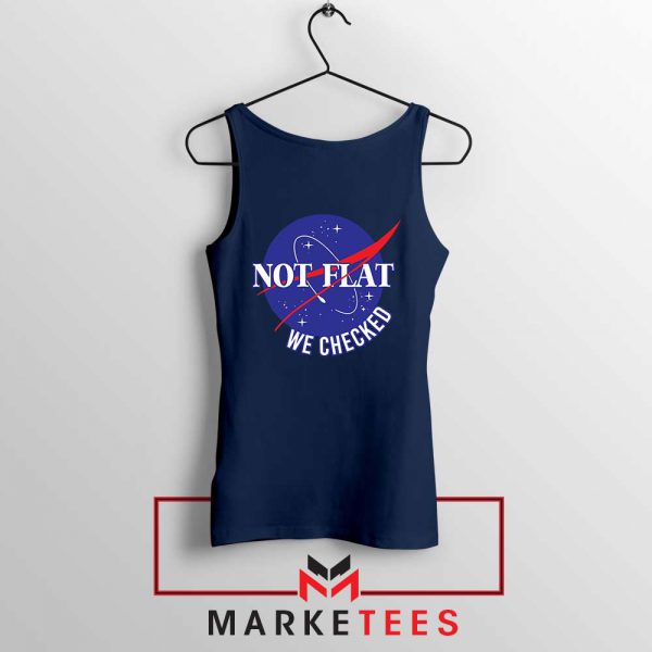 Funny NASA Not Flat Graphic Navy Blue Tank Top