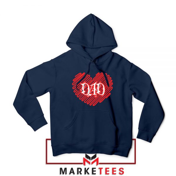 I Love Dad Graphic Navy Blue Hoodie