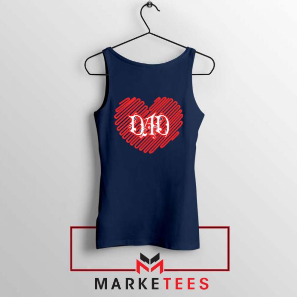 I Love Dad Graphic Navy Blue Tank Top