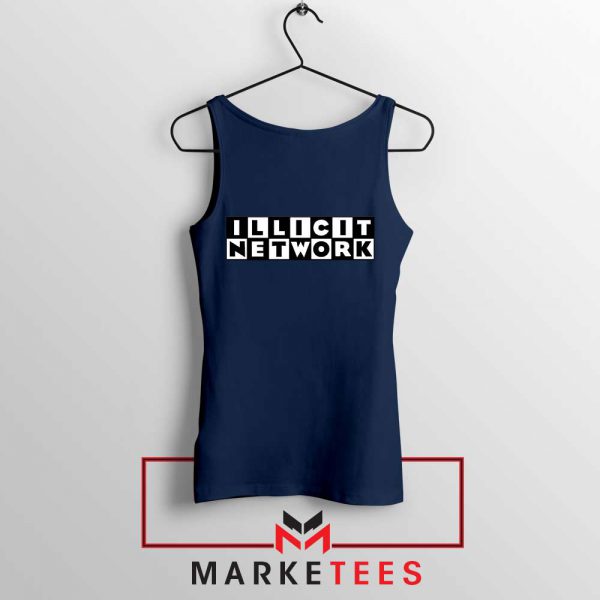 Illicit Network Graphic Navy Blue Tank Top