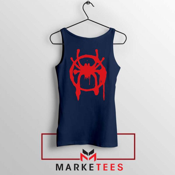 Into the Spider Miles Graphic Navy Blue Tank Top