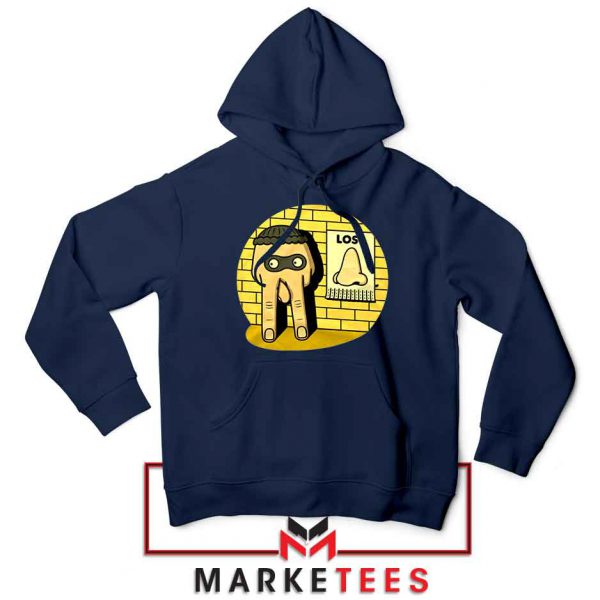 Lost Nose Dad Jokes Graphic Navy Blue Hoodie