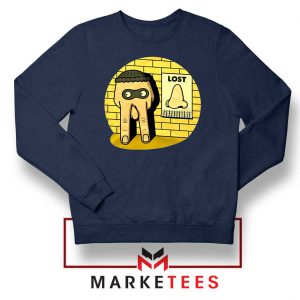 Lost Nose Dad Jokes Graphic Navy Blue Sweater