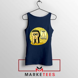 Lost Nose Dad Jokes Graphic Navy Blue Tank Top