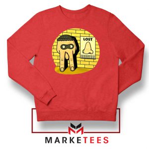 Lost Nose Dad Jokes Graphic Red Sweater