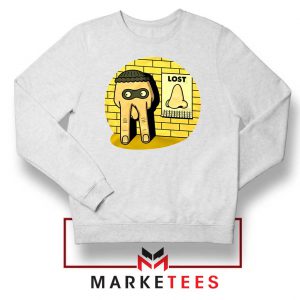 Lost Nose Dad Jokes Graphic White Sweater