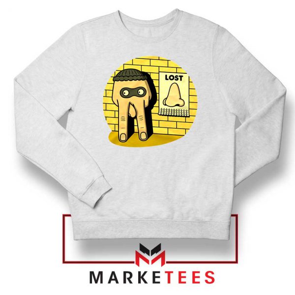 Lost Nose Dad Jokes Graphic White Sweater