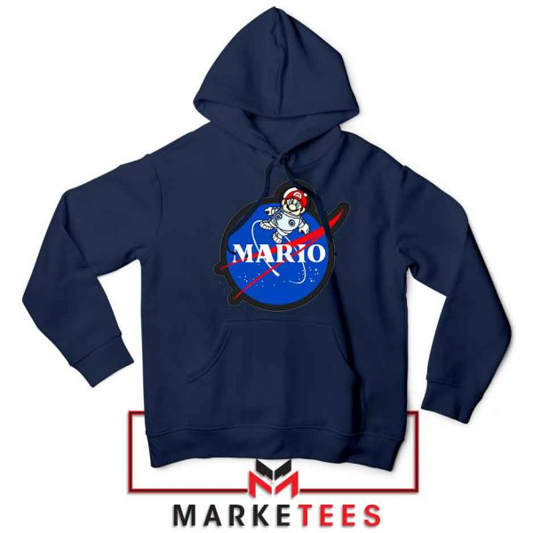 Mario Nasa Logo Graphic Navy Blue Hoodie