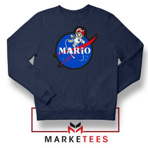 Mario Nasa Logo Graphic Navy Blue Sweatshirt