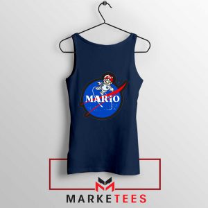 Mario Nasa Logo Graphic Navy Blue Tank Top
