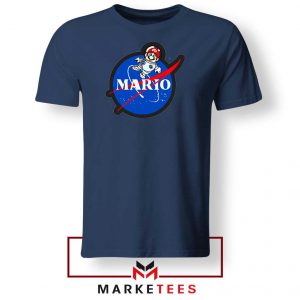 Mario Nasa Logo Graphic Navy Blue Tshirt