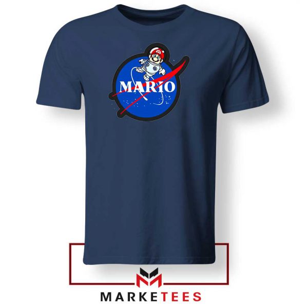 Mario Nasa Logo Graphic Navy Blue Tshirt