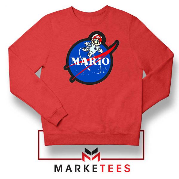 Mario Nasa Logo Graphic Red Sweatshirt