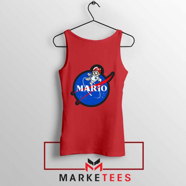 Mario Nasa Logo Graphic Red Tank Top