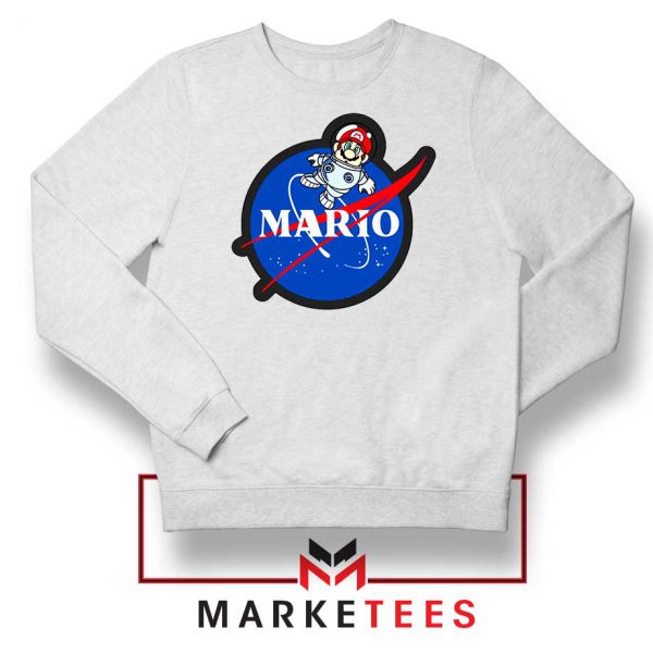 Mario Nasa Logo Graphic White Sweatshirt