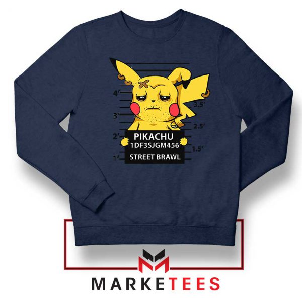 Pikachu Street Brawl Crime Navy Blue Sweater