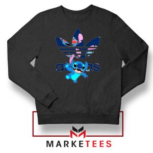 Stitch Character Adidas Parody Black Sweater