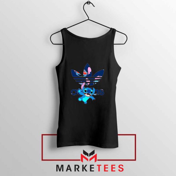 Stitch Character Adidas Parody Black Tank Top