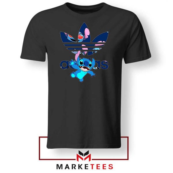 Stitch Character Adidas Parody Black Tshirt