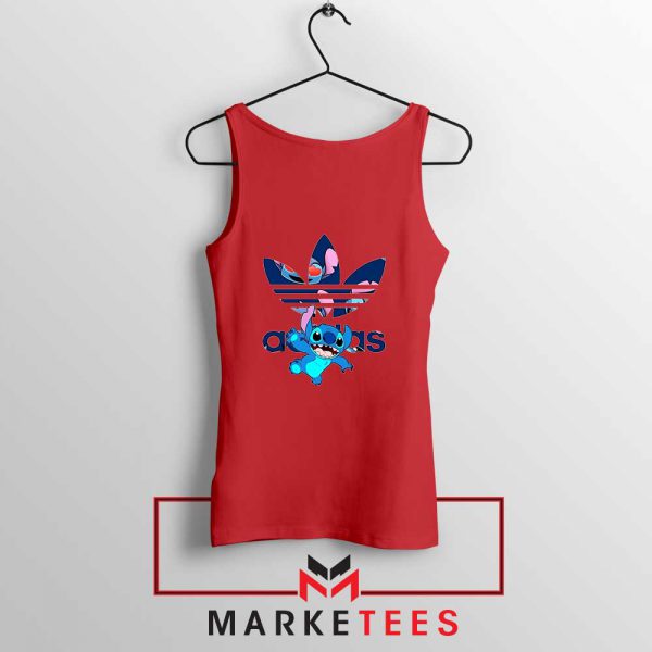 Stitch Character Adidas Parody Red Tank Top