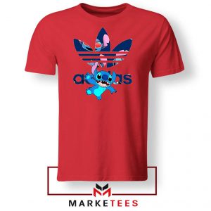 Stitch Character Adidas Parody Red Tshirt