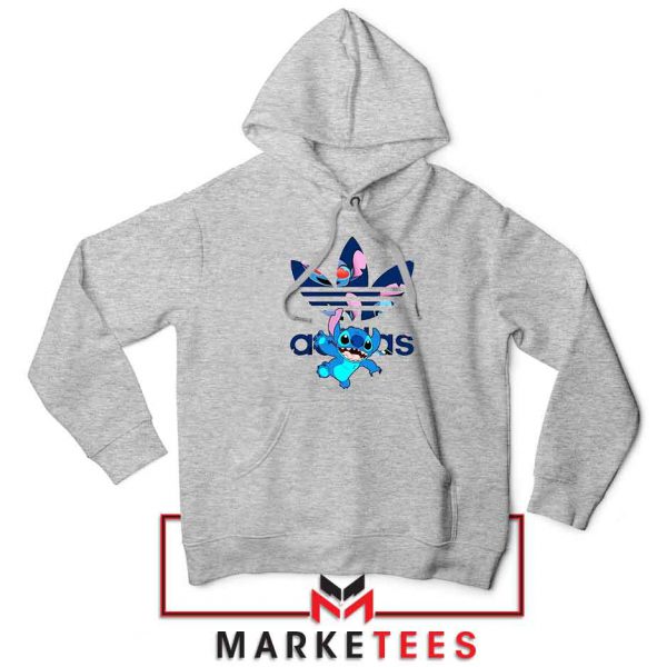 Stitch Character Adidas Parody Sport Grey Hoodie