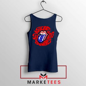 The Rolling Stones USA Tongue Navy Blue Tank Top