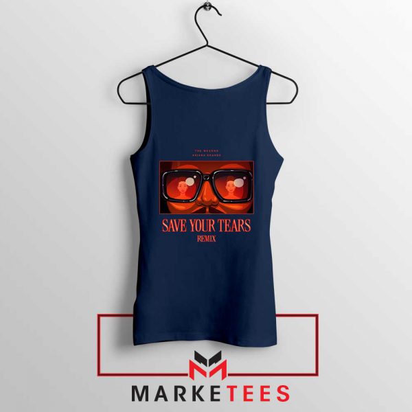 The Weeknd Ariana Remix Navy Blue Tank Top