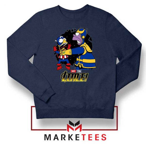 Why You Little Homer Thanos Navy Blue Sweater