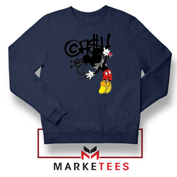 Banksy Mickey Chaos Disobey Navy Sweater