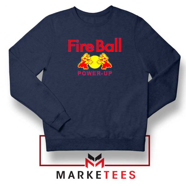 Mario Fire Ball Power Up Navy Blue Sweatshirt