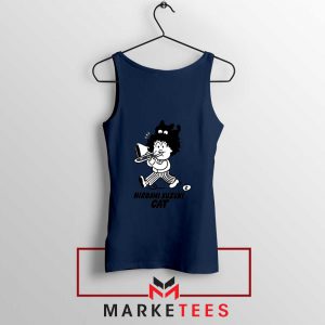 Cat Hiroshi Suzuki Graphic Navy Blue Tank Top