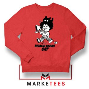 Cat Hiroshi Suzuki Graphic Red Sweatshirt