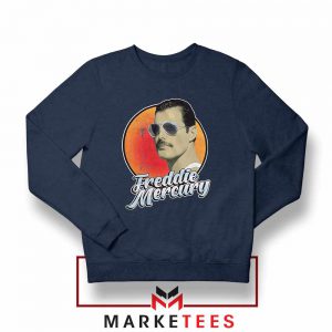 Freddie Mercury Sunglasses Navy Blue Sweatshirt