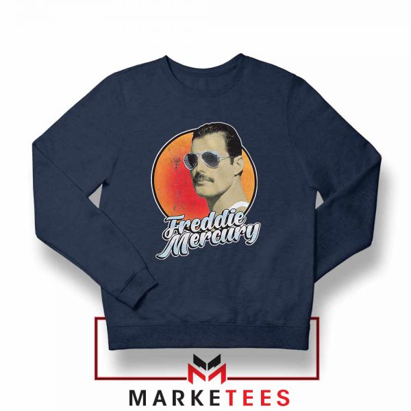 Freddie Mercury Sunglasses Navy Blue Sweatshirt