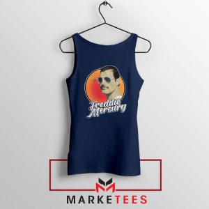 Freddie Mercury Sunglasses Navy Blue Tank Top