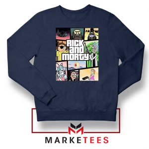 New Rick and Morty GTA Logo Navy Blue Sweatshirt