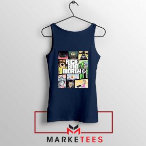 New Rick and Morty GTA Logo Navy Blue Tank Top