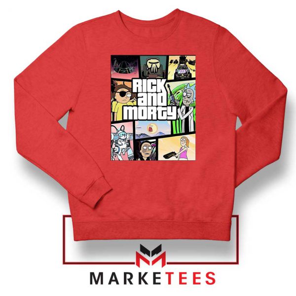 New Rick and Morty GTA Logo Red Sweatshirt