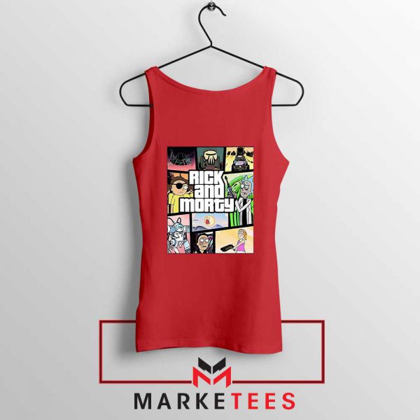 New Rick and Morty GTA Logo Red Tank Top
