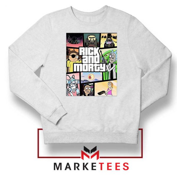 New Rick and Morty GTA Logo White Sweatshirt