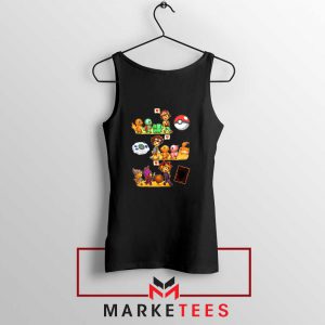 Pokemon Digimon Anime Series Black Tank Top