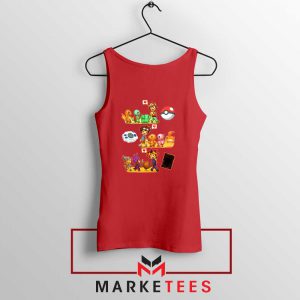 Pokemon Digimon Anime Series Red Tank Top