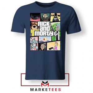 New Rick and Morty GTA Logo Navy Blue Tshirt