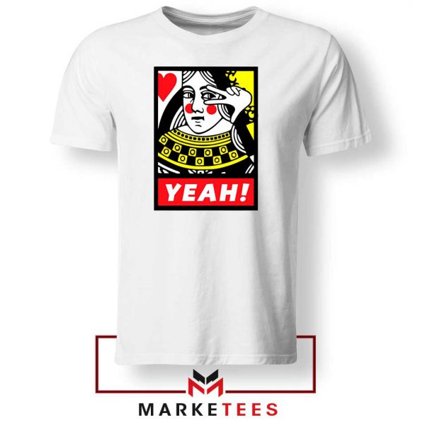 Yeah Poker Queen Design White Tee