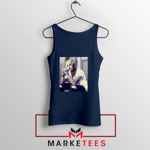 Albert Einstein Tattoo Navy Blue Tank Top