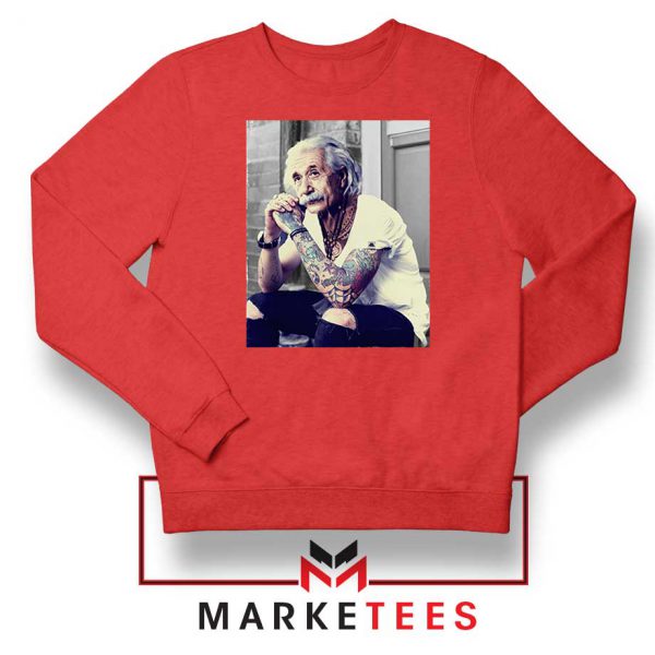 Albert Einstein Tattoo Red Sweatshirt