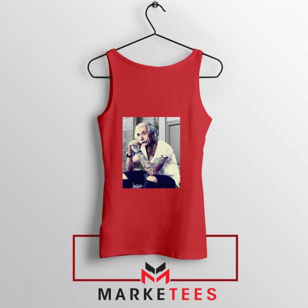 Albert Einstein Tattoo Red Tank Top