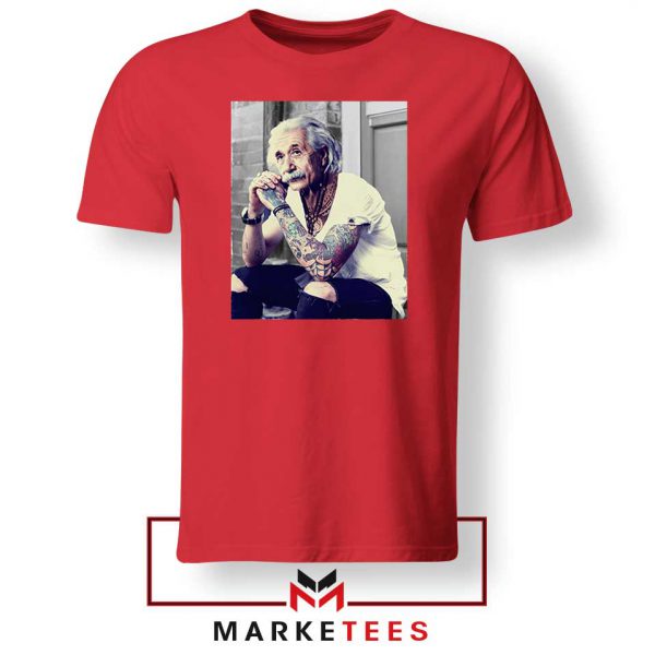 Albert Einstein Tattoo Red Tshirt