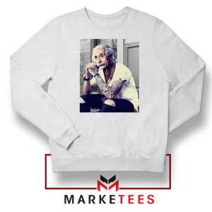 Albert Einstein Tattoo White Sweatshirt